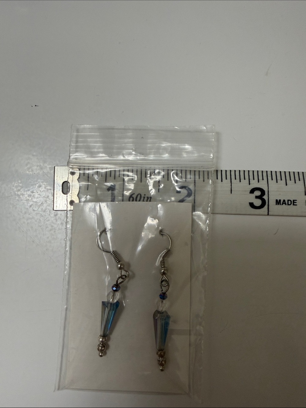 Michaels Iridescent Blue Crystal Dangle Earrings